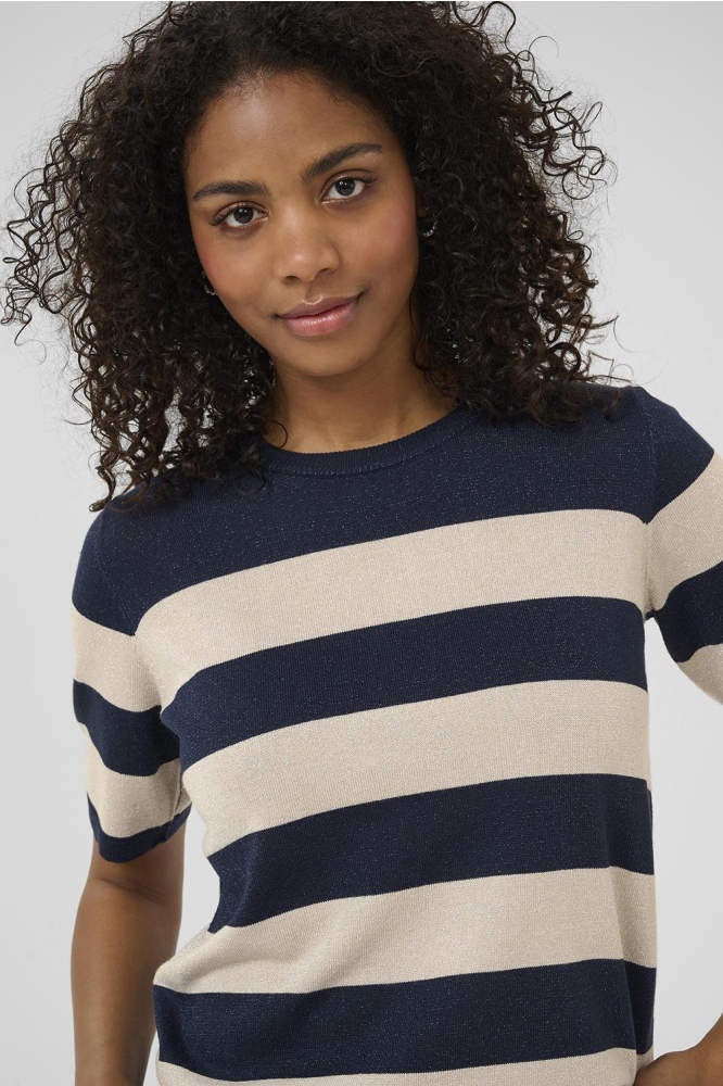 KAREGINA STRIPED PULLOVER 10510652 MIDNIGHT/FEATHER WIDE STRIPE